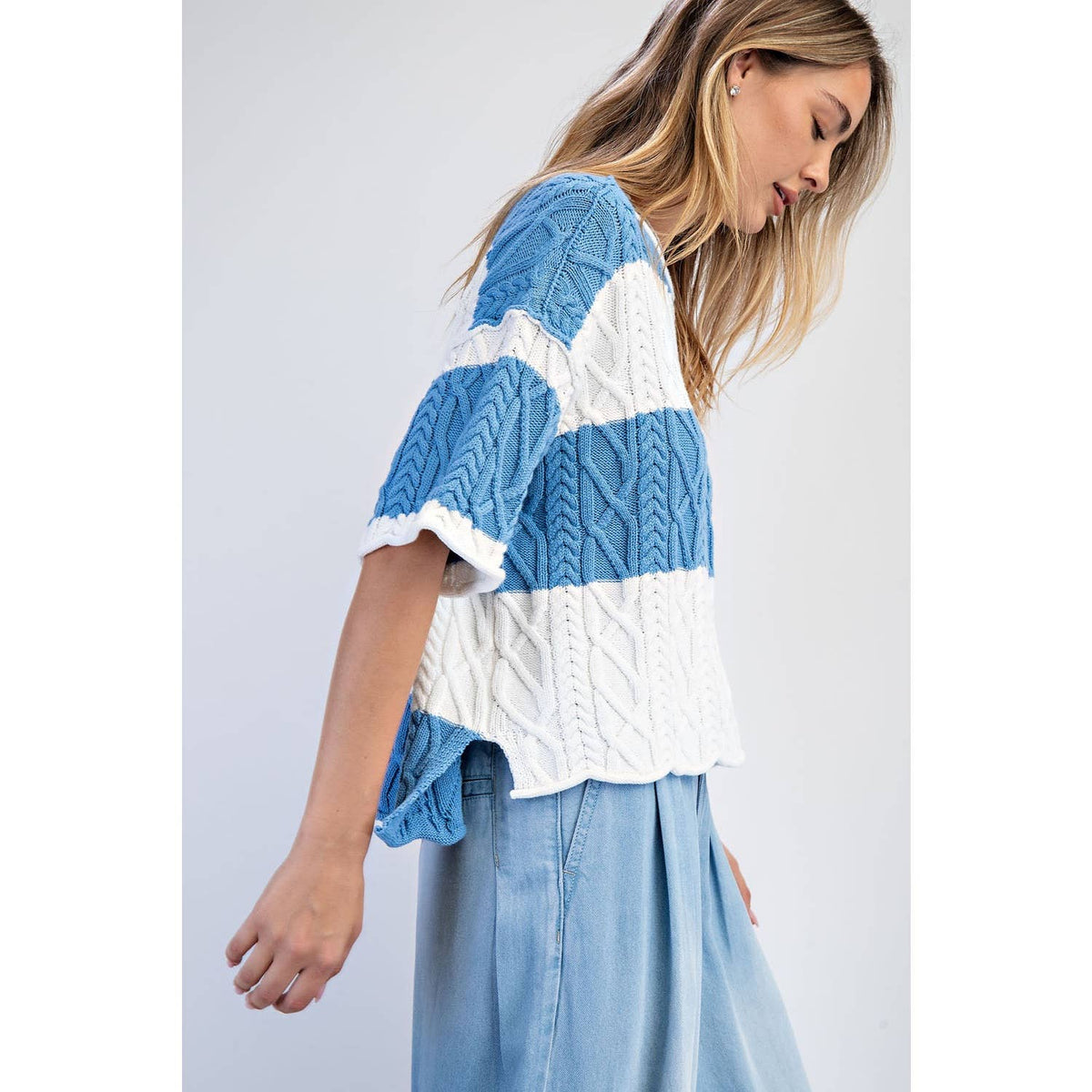 OVERSIZED WIDE STRIPE SWEATER TOP