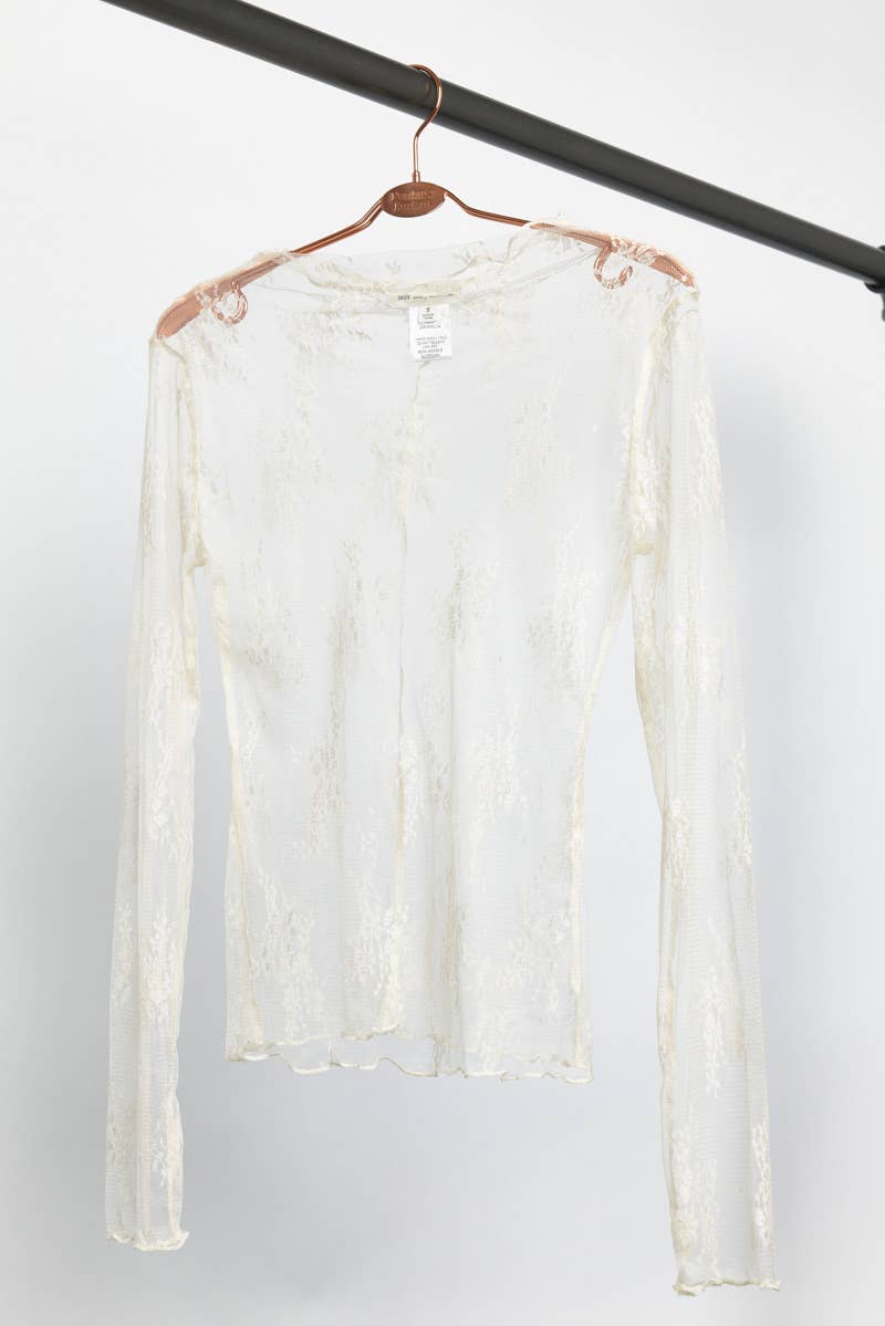 LONG SLEEVE SHEER LACE MESH TOP