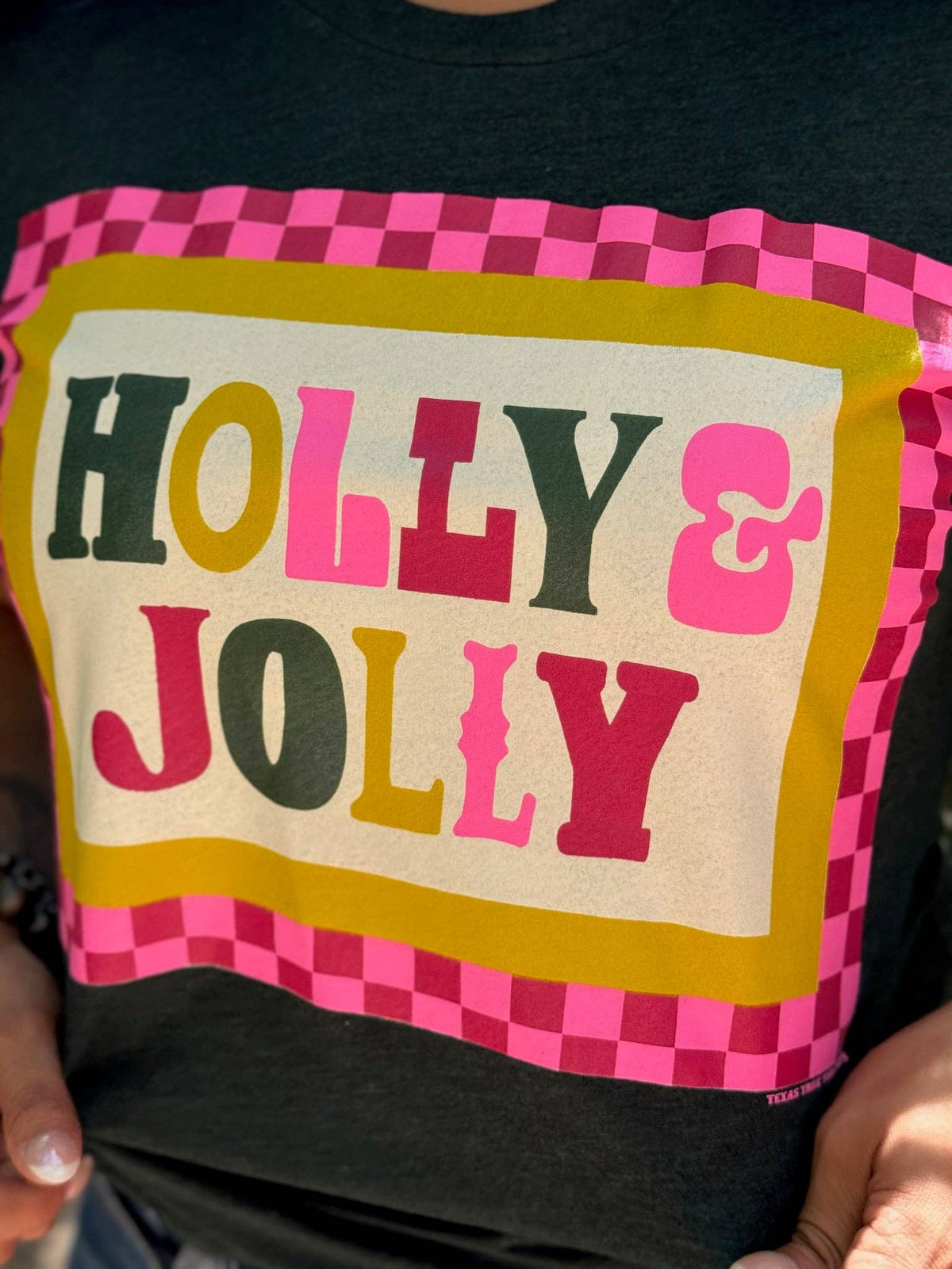 Pink & Red Checkered Holly Jolly Tee & Sweatshirt
