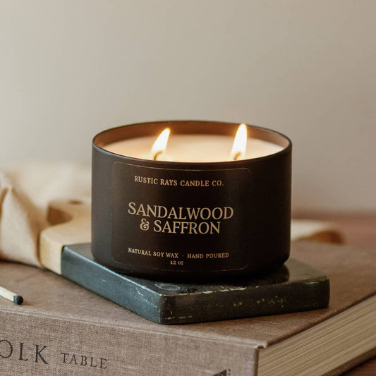 Sandalwood & Saffron 12 oz Soy Candle - Home Decor & Gifts