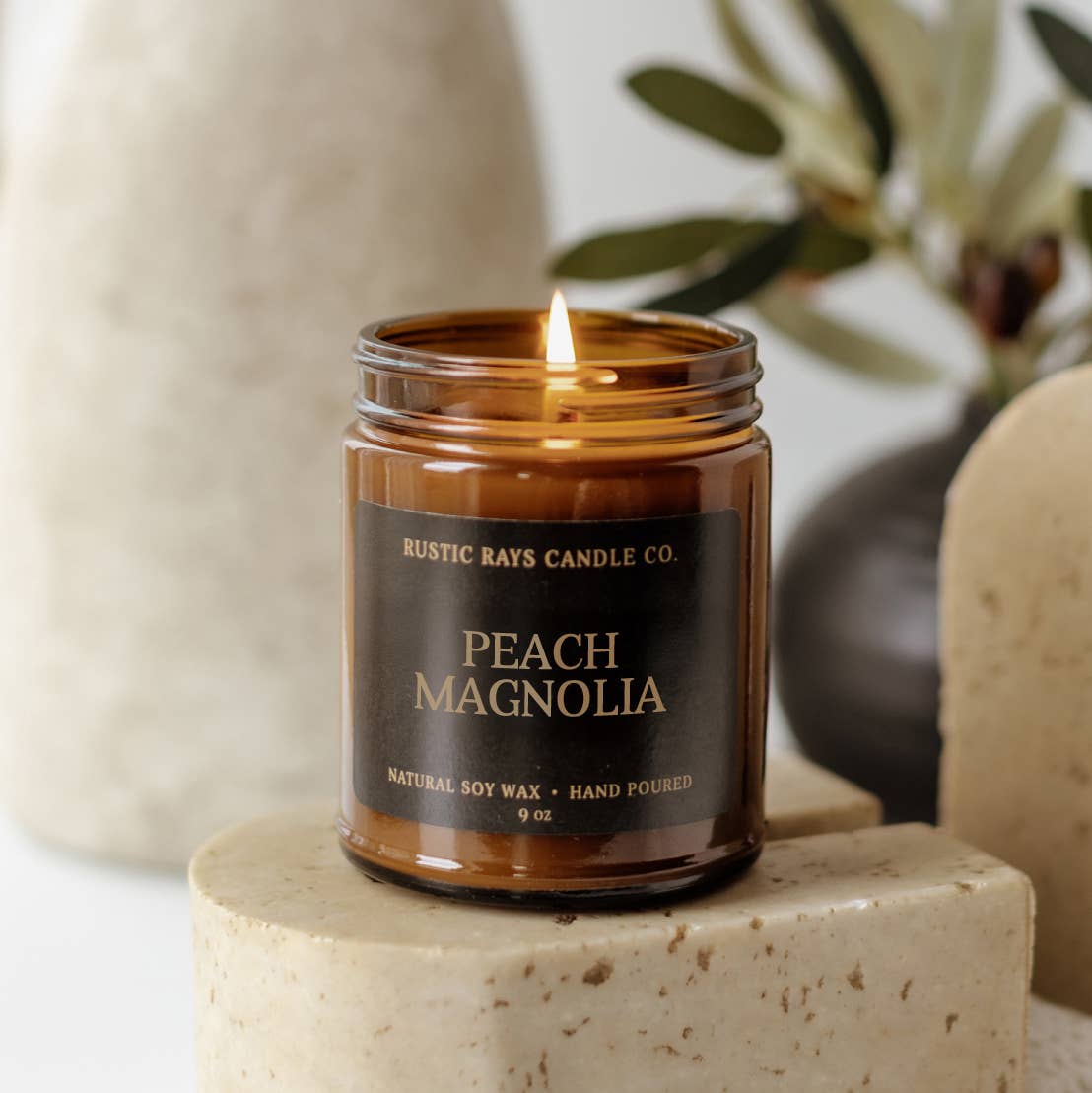 Peach Magnolia 9 oz Soy Candle - Spring Home Decor & Gifts