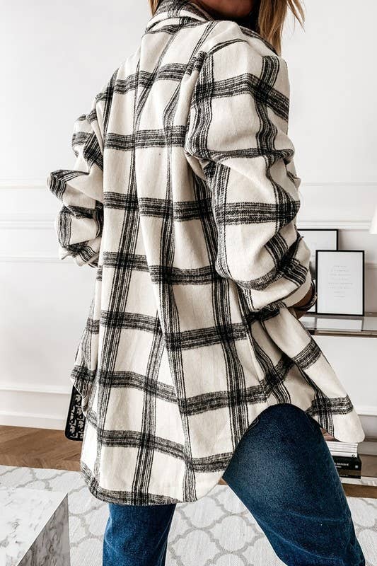 LOOSE FIT PLAID BIG BUTTONED SHIRTS JACKET