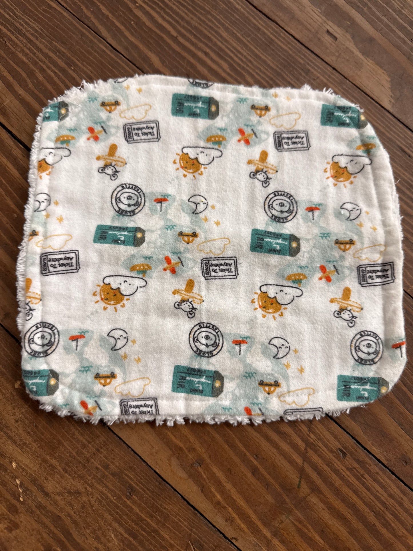 Blue skies airplane wash cloth