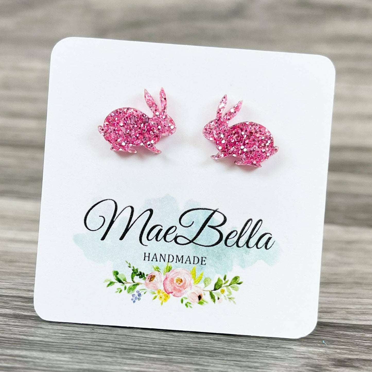 Glitter Acrylic Stud Earrings Bunny