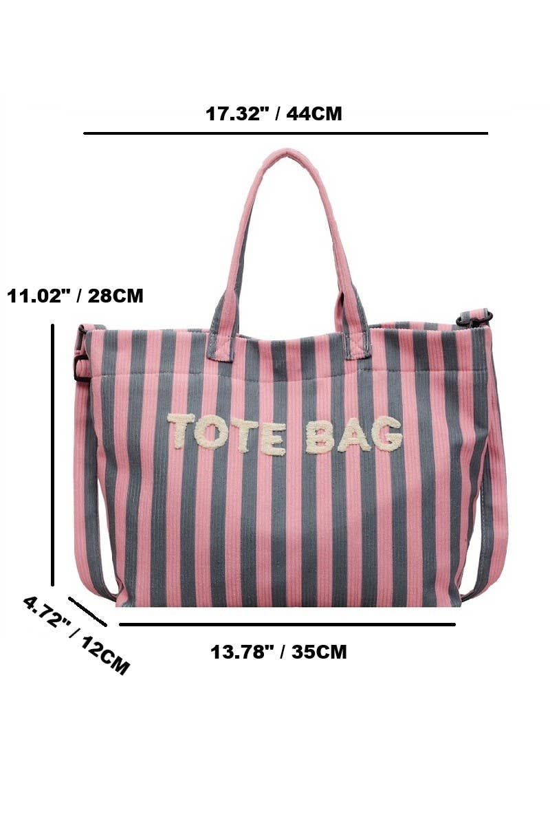 Striped Corduroy Tote Bag