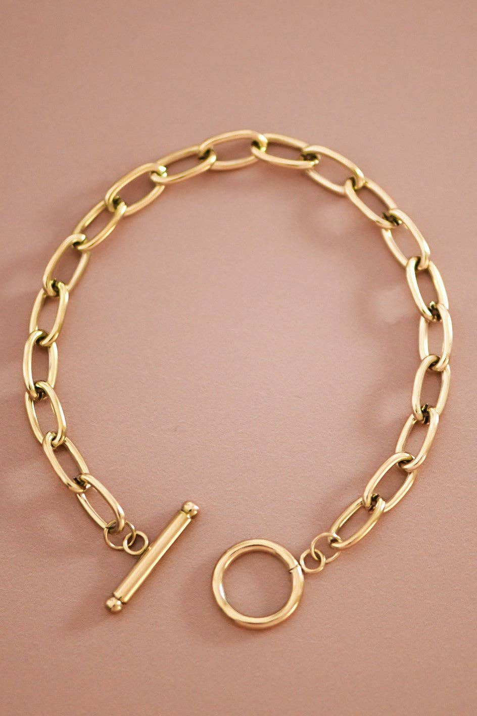 18K Gold Plated Paperclip Chain Stainless Steel Bracelet - 7365