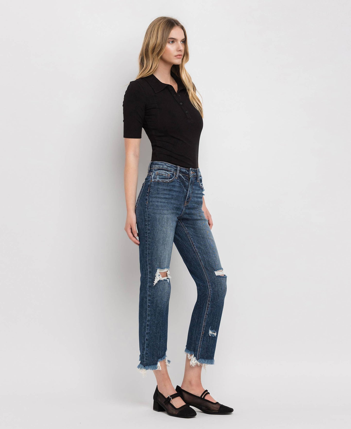 HIGH RISE CROP STRAIGHT JEANS LV1008
