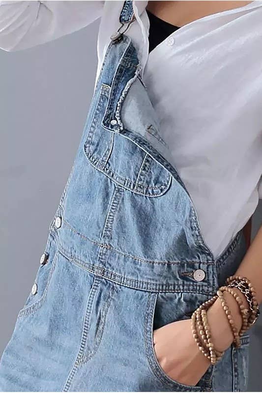 Distressed Ripped denim overall dress