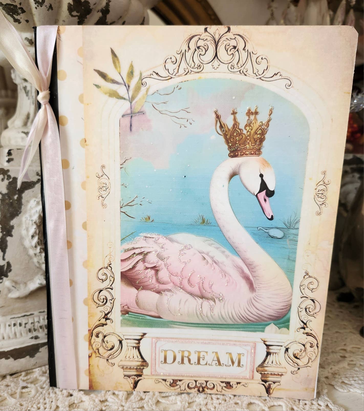 Journal Notebook Swan Dream Glittered