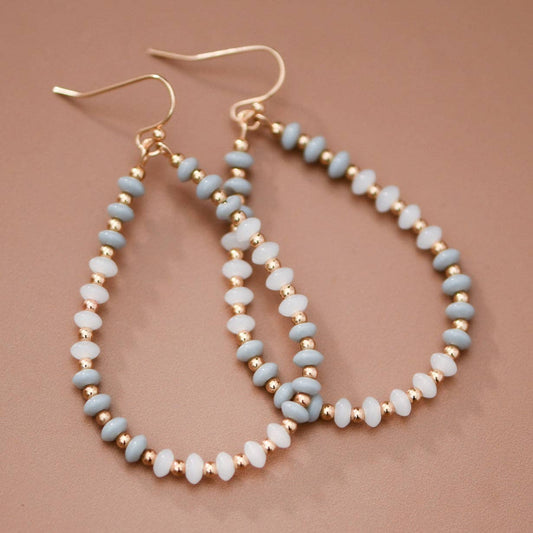 Teardrop Wire Beaded Glass Crystal Earrings – 8080