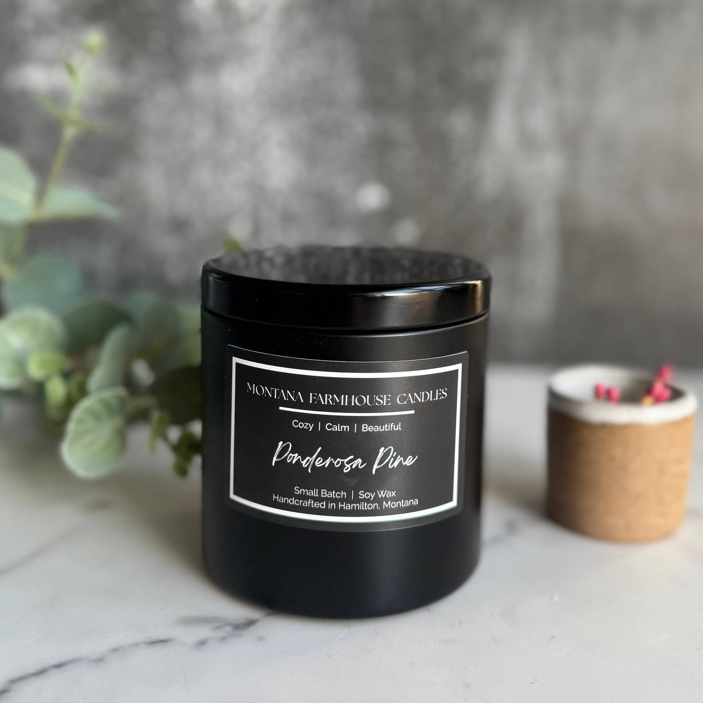 Large Black Tin Candle  - 12 Ounce