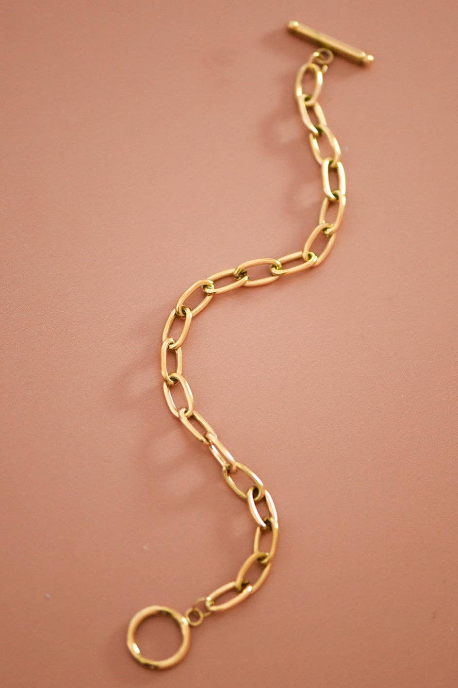 18K Gold Plated Paperclip Chain Stainless Steel Bracelet - 7365