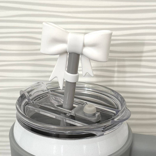 Straw Cover Topper Large Bow Coquette White 10mm