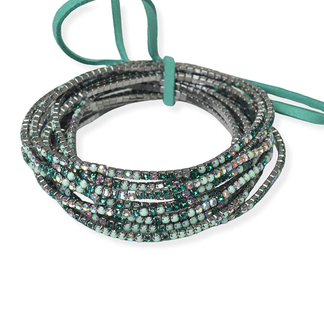 Variouse color mixtured rhinestone multi layered stretch bracelet