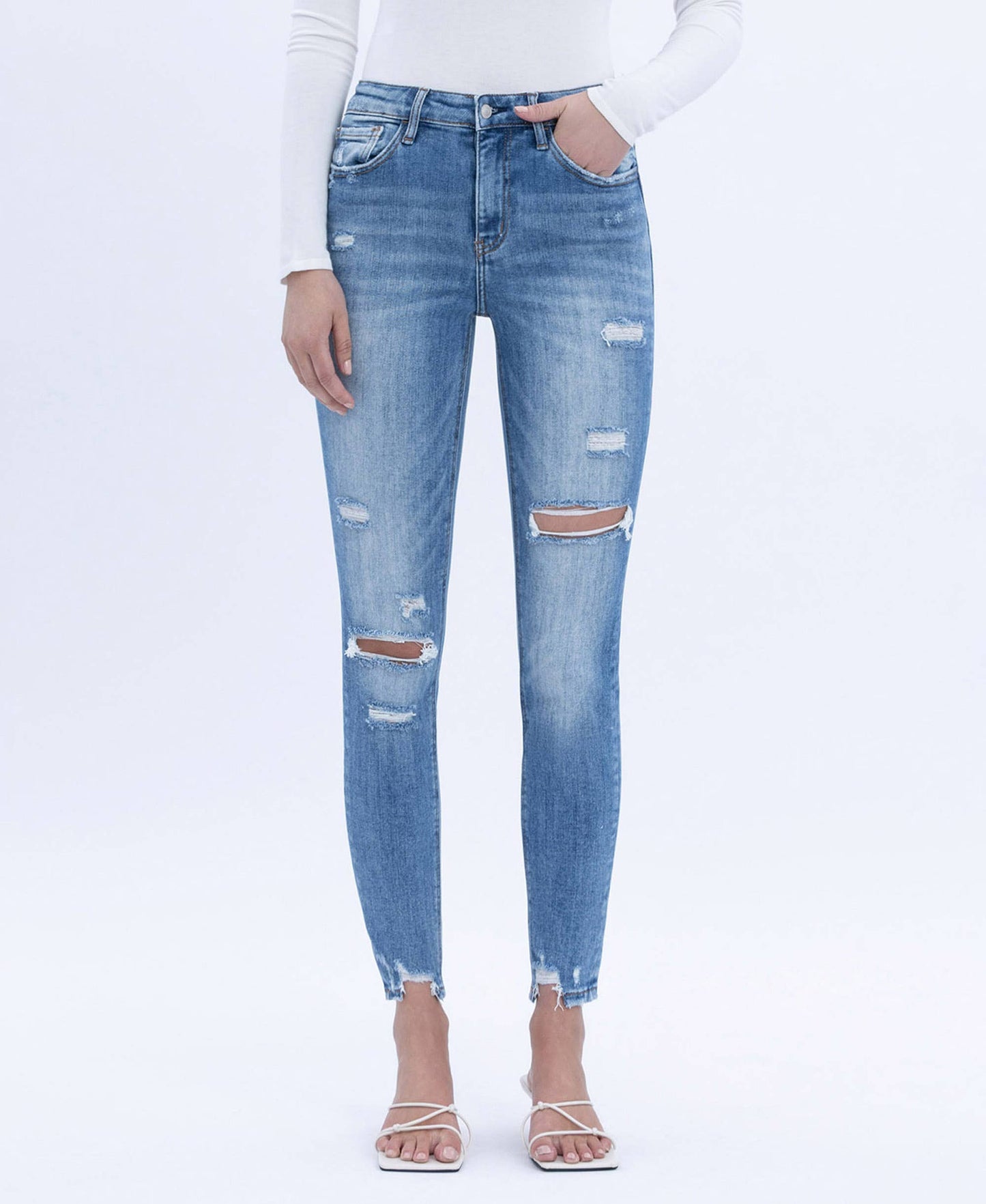 Lovervet HIGH RISE DISTRESSED CROP SKINNY JEANS LV1066