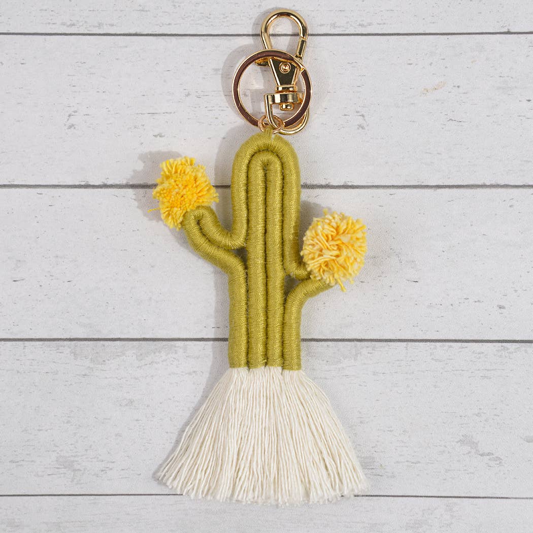 Boho Woven Fringed Cactus Bag Pendant