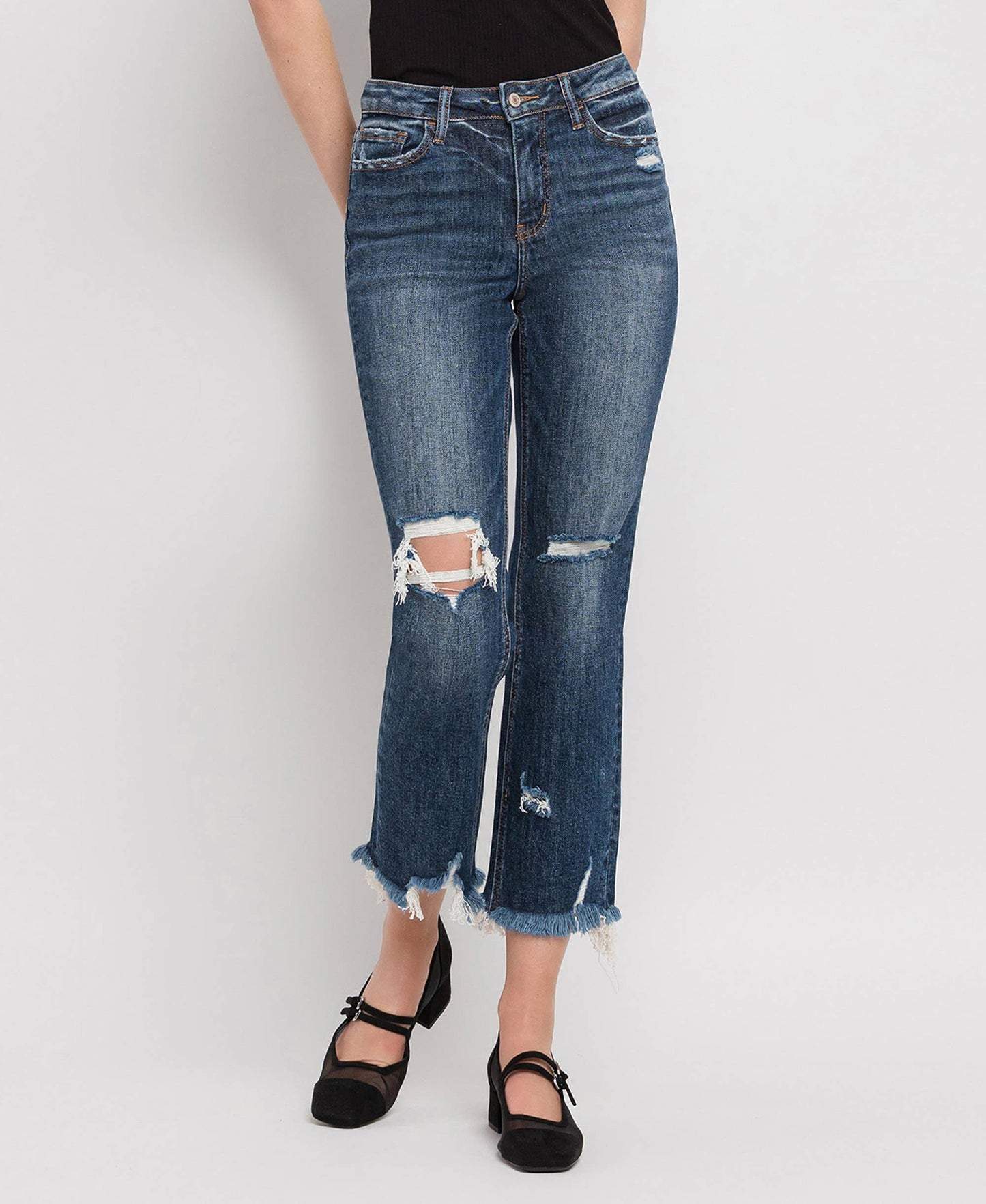 HIGH RISE CROP STRAIGHT JEANS LV1008