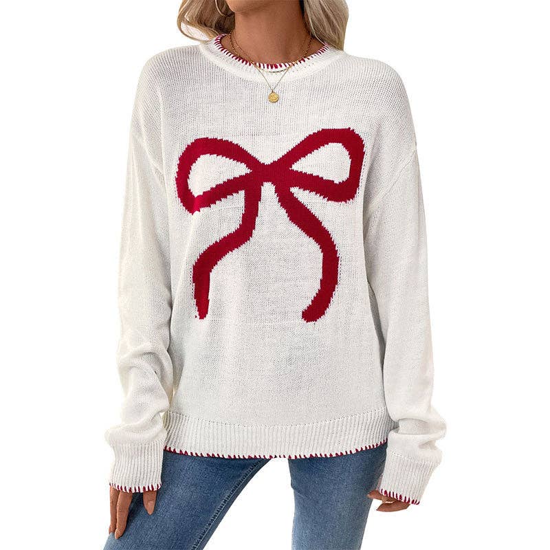Women  Oversized Christmas Sweater with Round Neck