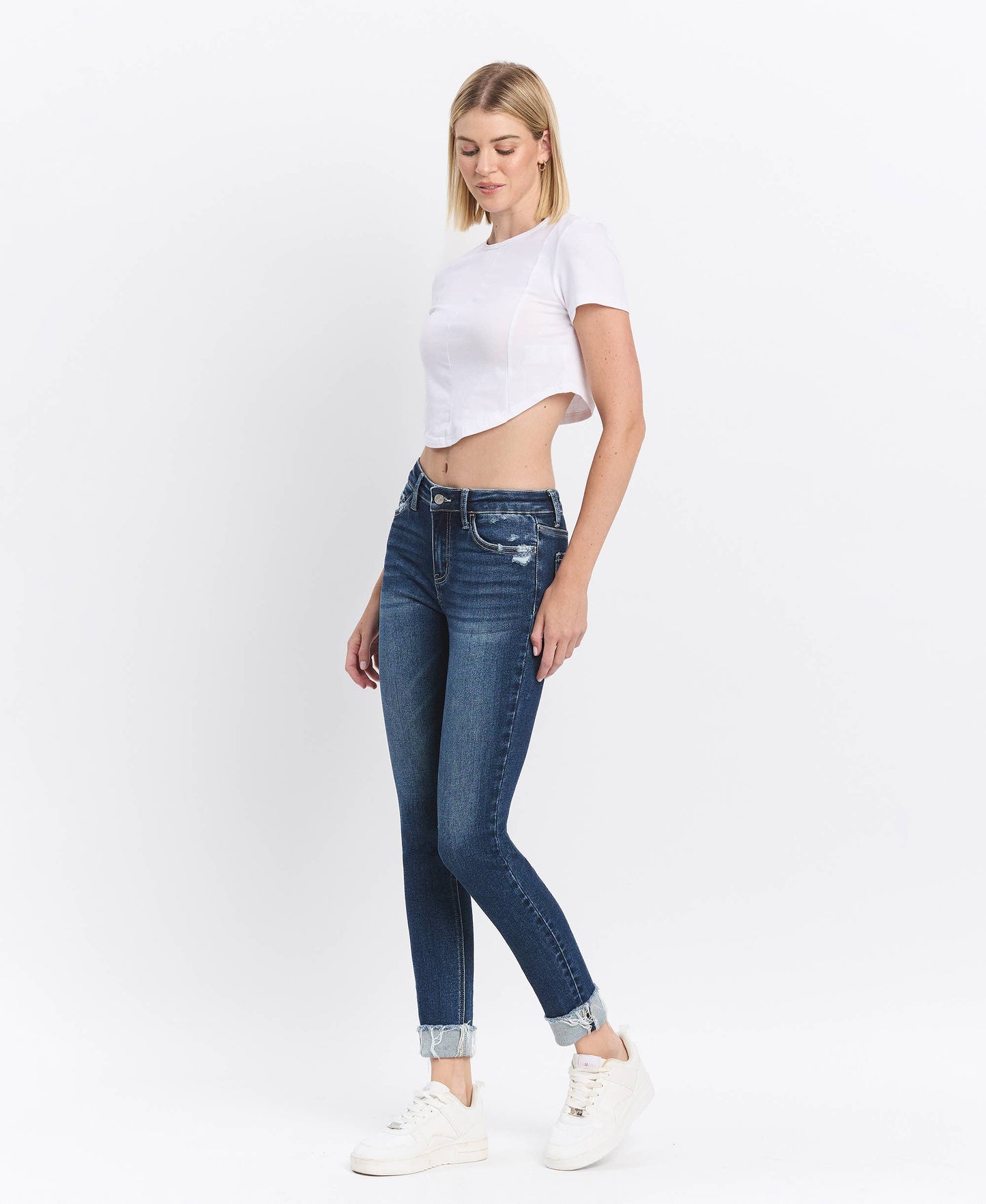 Lovervet MID RISE DARK WASH CUFFED SKINNY JEANS LV1280D