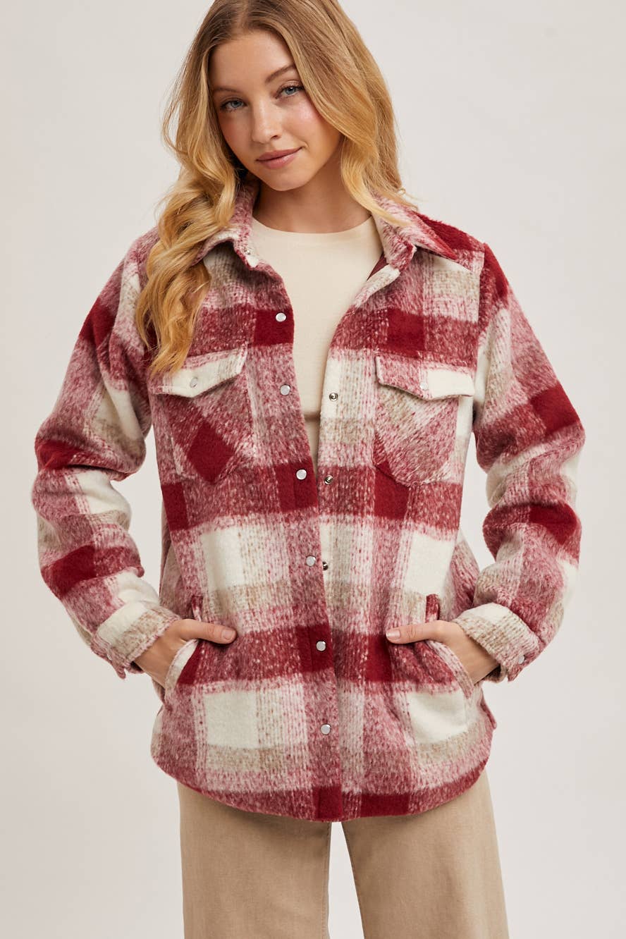 BUTTON DOWN PLAID SHACKET