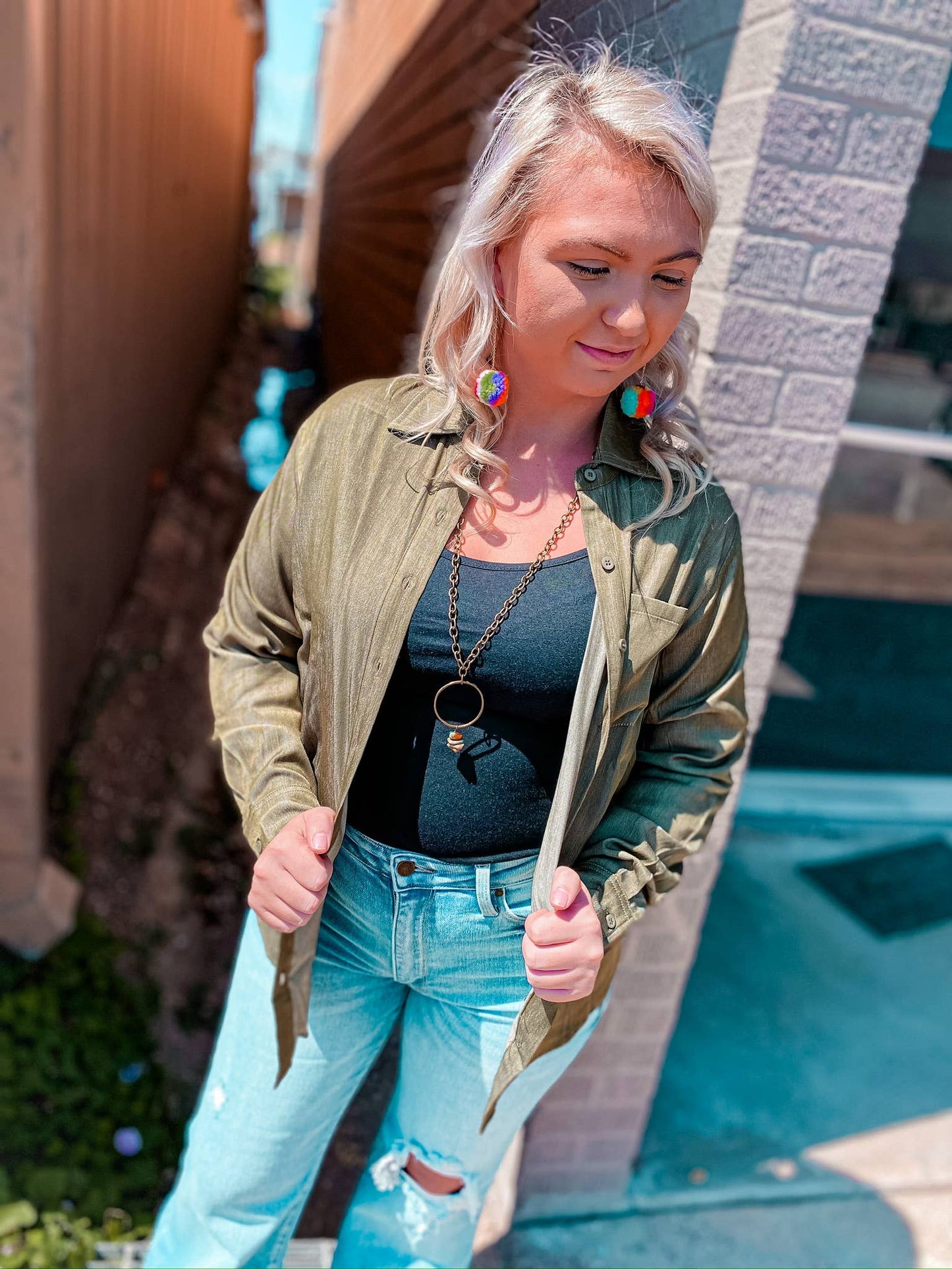 Santa Fe Button Down Chambray Top