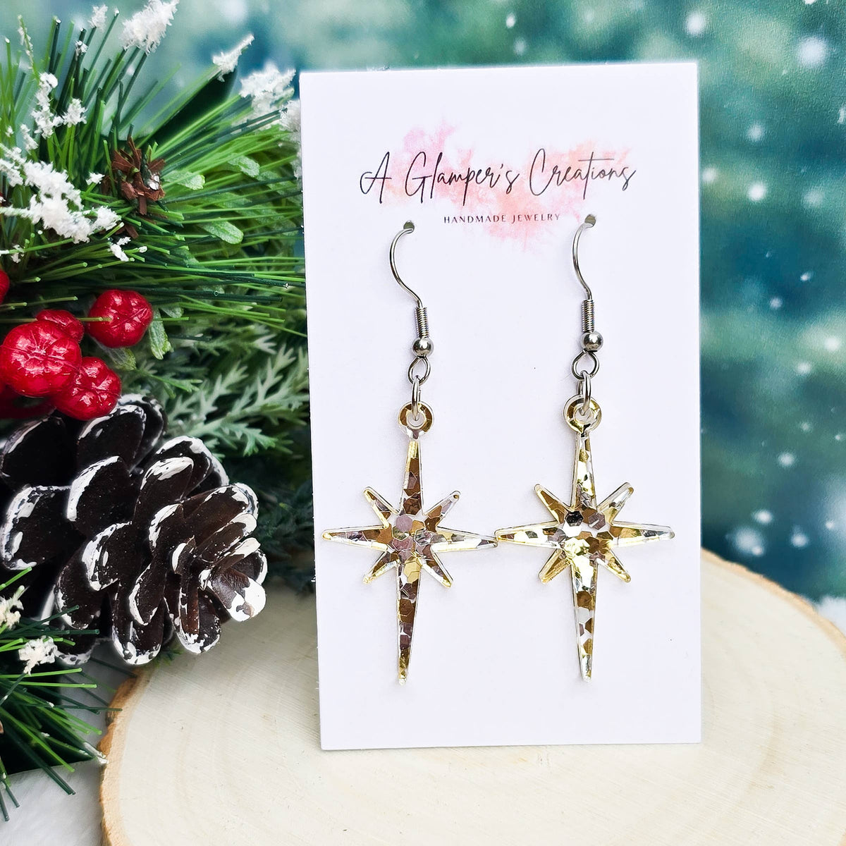 Christmas Star Acrylic Earrings