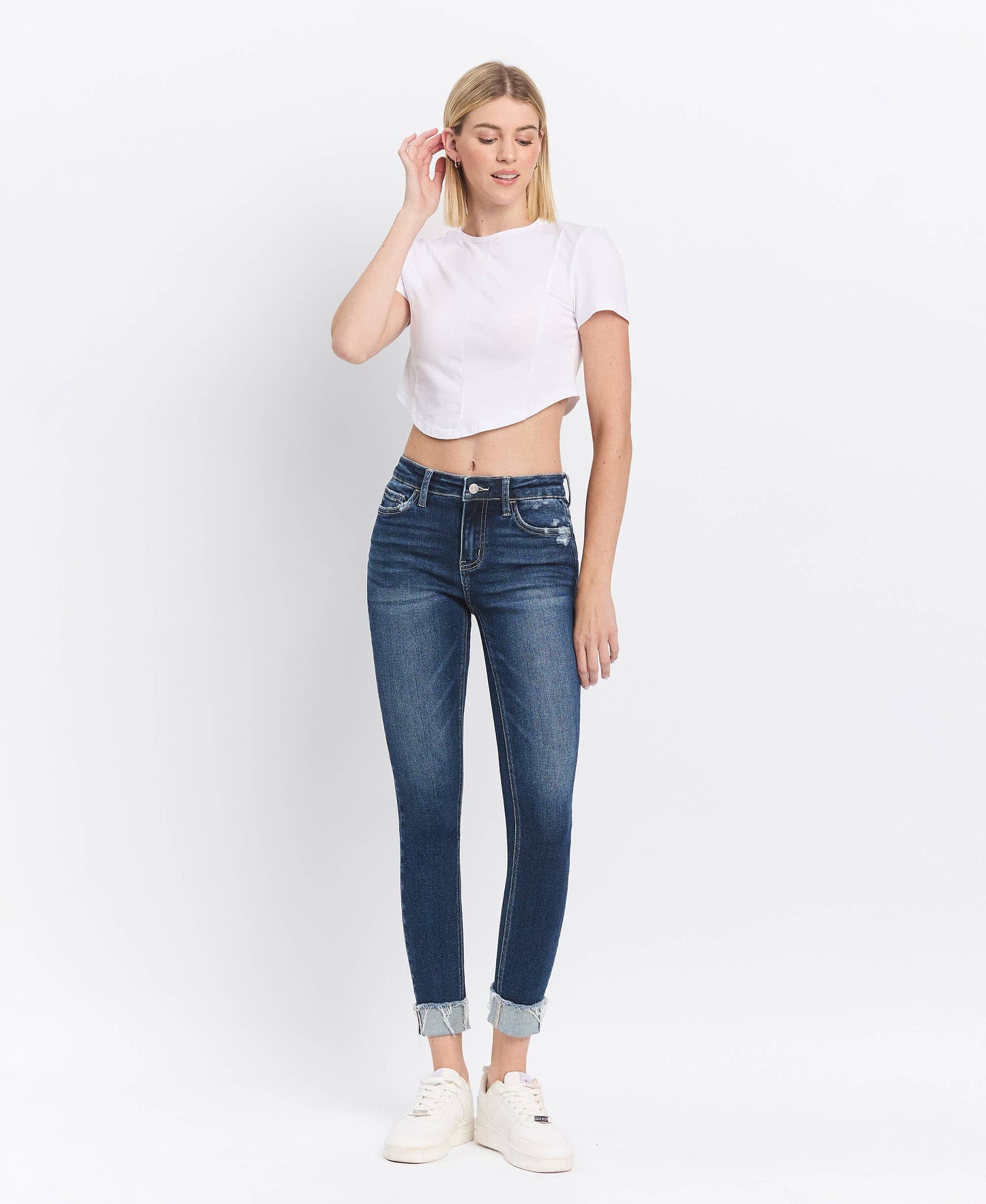 Lovervet MID RISE DARK WASH CUFFED SKINNY JEANS LV1280D