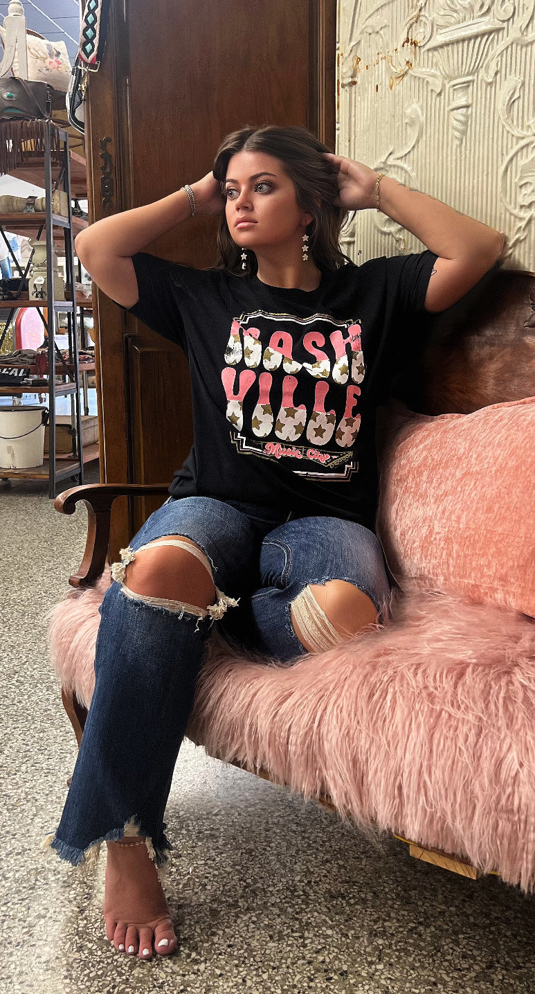 Nashville Black Solid Tee