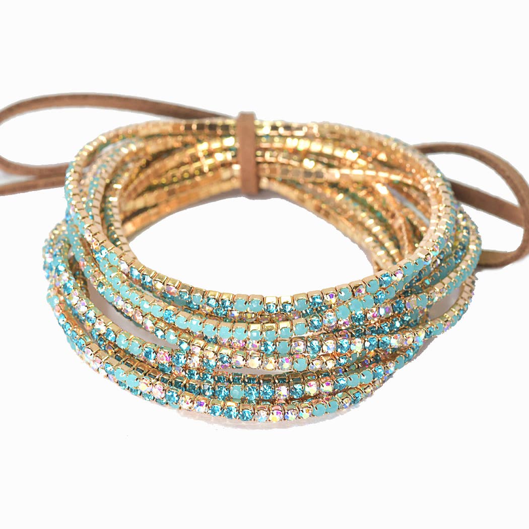 Pave rhinestone multi layered stretch bracelet