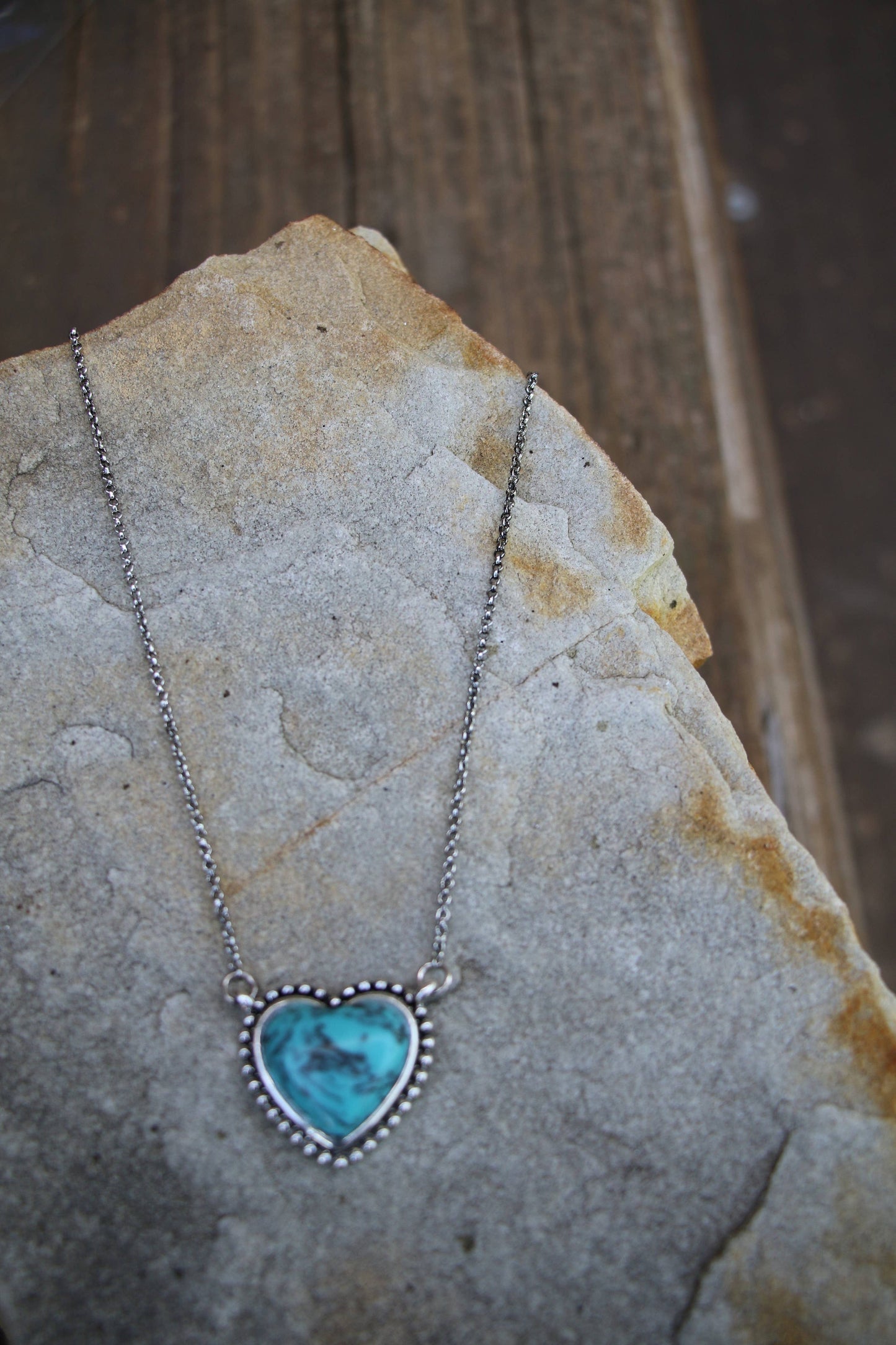 Turquoise HEART CHARM NECKLACE