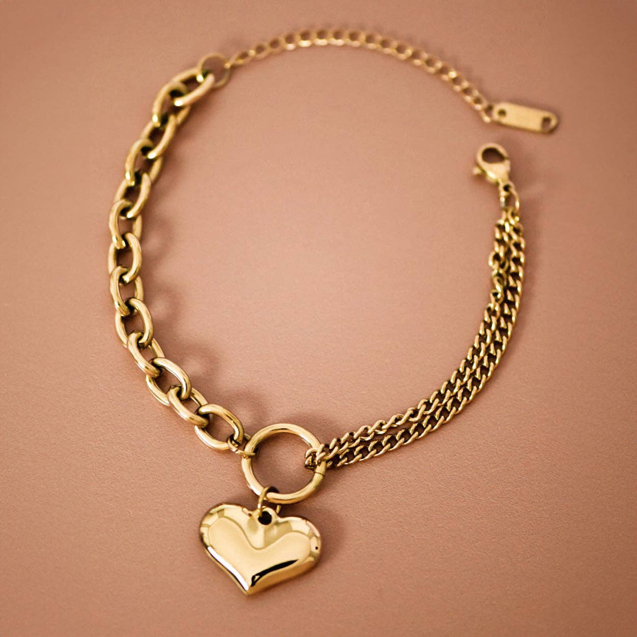 18K Gold Plated Waterproof Stainless Steel Chain Bracelet - 7363