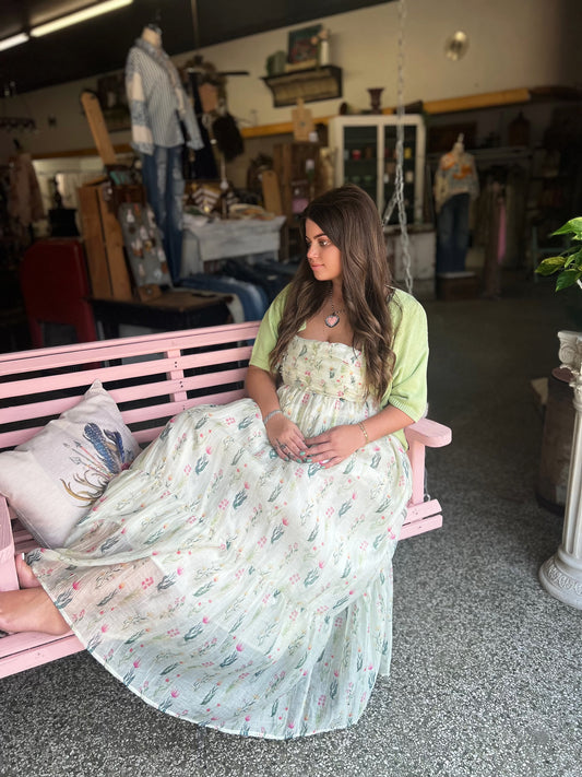 FLORAL SLEEVELESS MAXI DRESS