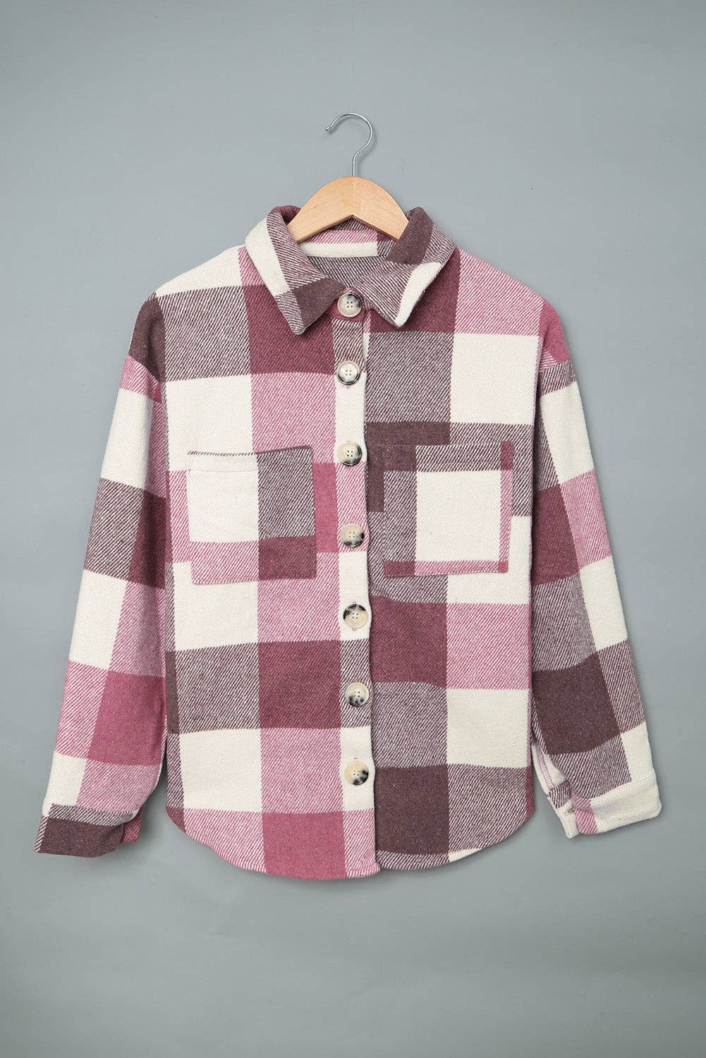 Colorblock Plaid Long Sleeve Jacket