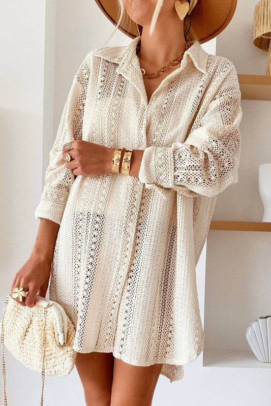 Crochet Lace Tunic Oversized Shirt