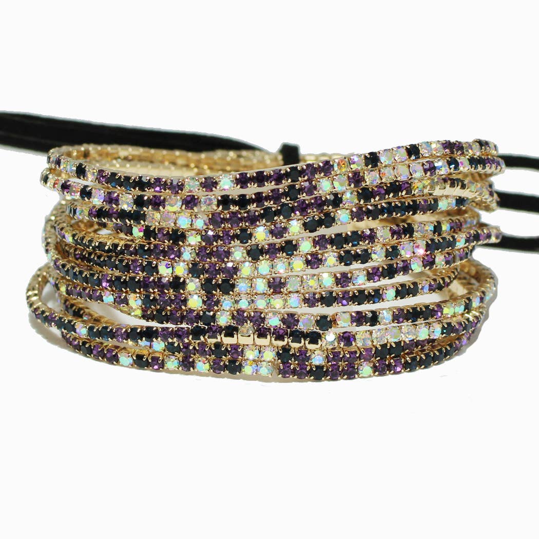 Pave rhinestone multi layered stretch bracelet