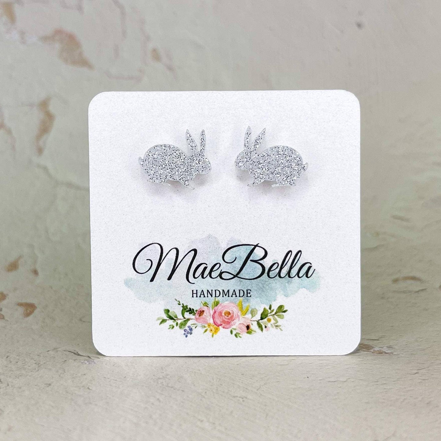 Glitter Acrylic Stud Earrings Bunny