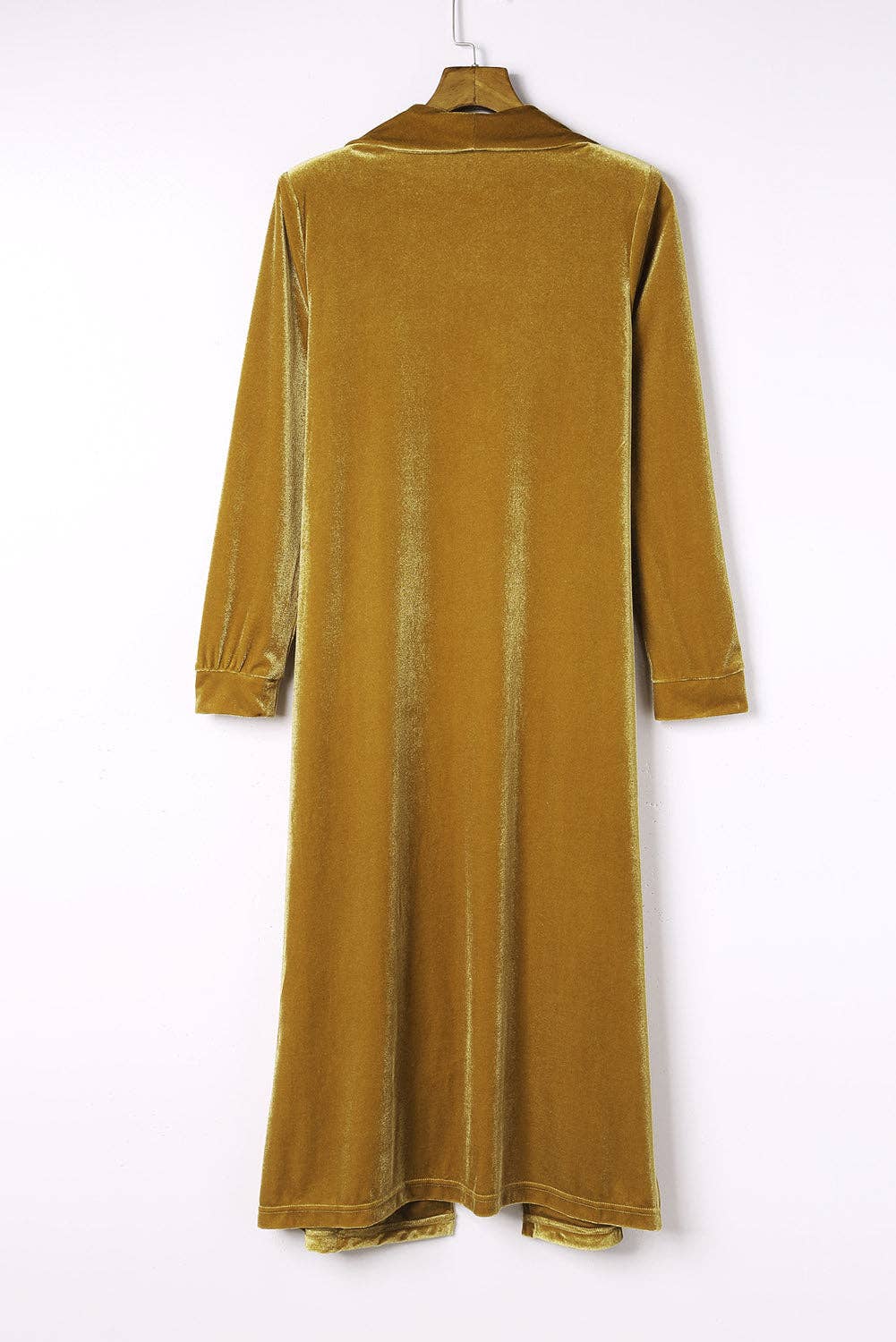 Velvet Open Front Pocketed Duster gold