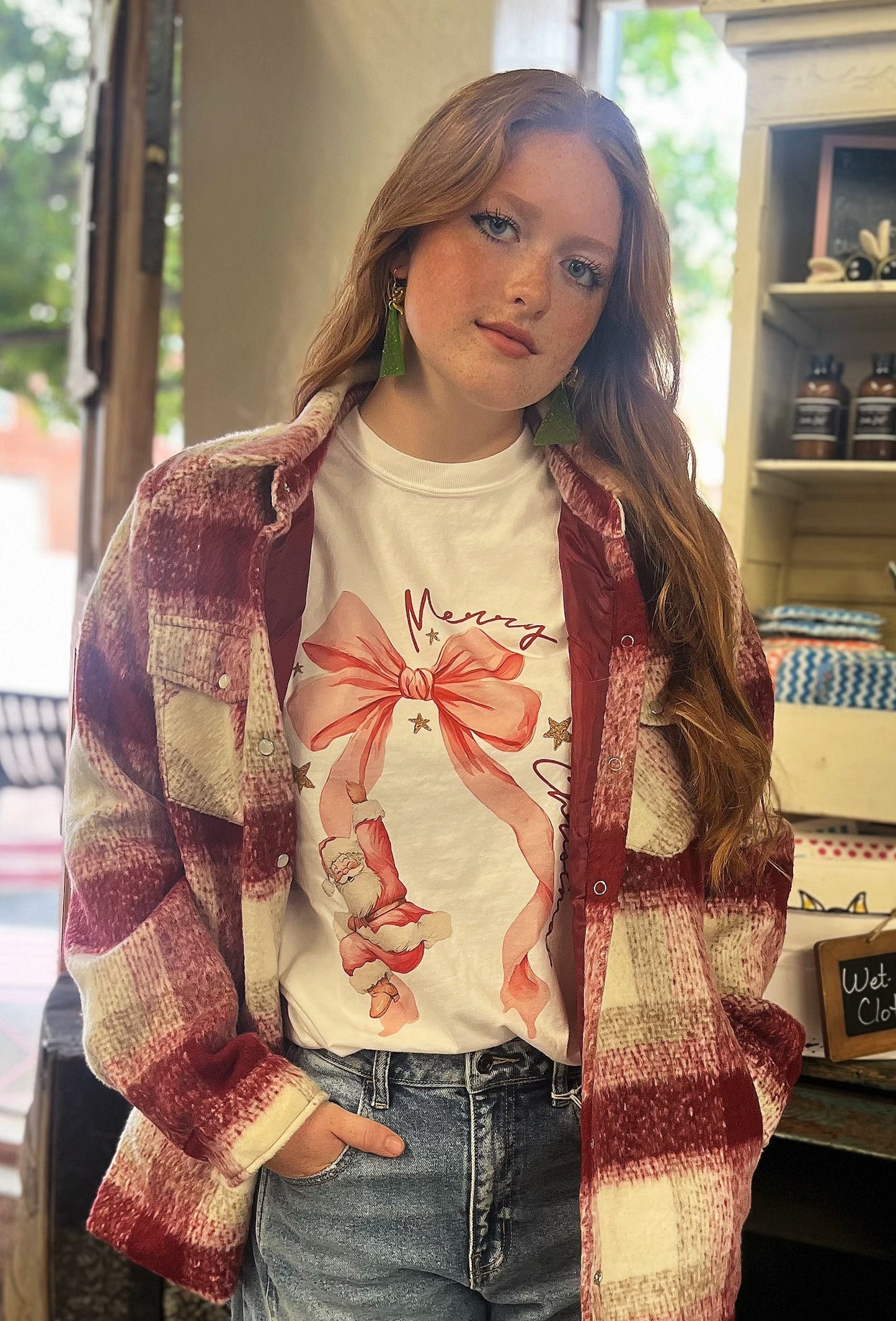 Coquette Merry Christmas With Santa Tee