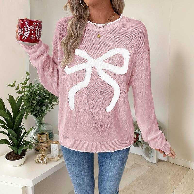 Women  Oversized Christmas Sweater with Round Neck