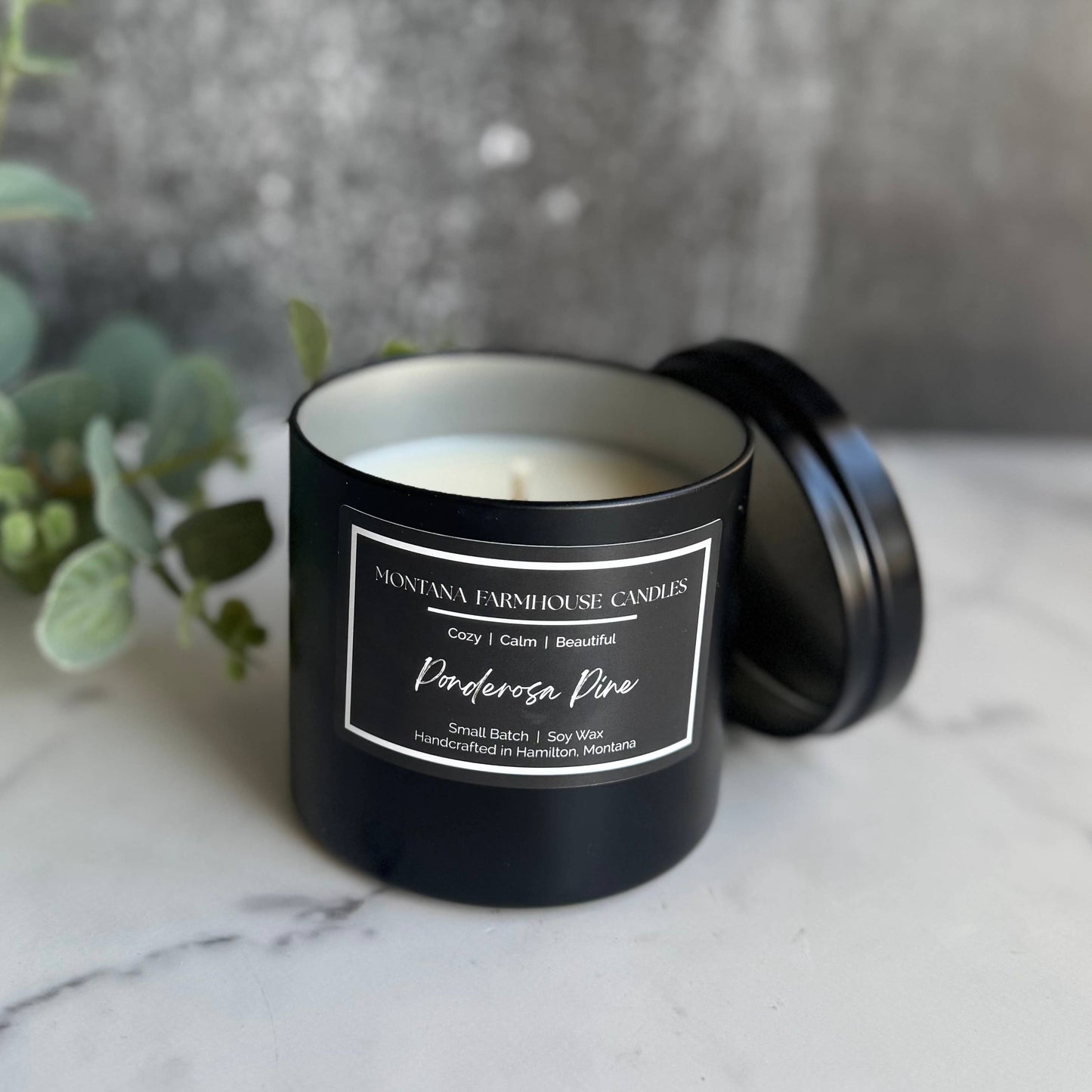 Large Black Tin Candle  - 12 Ounce