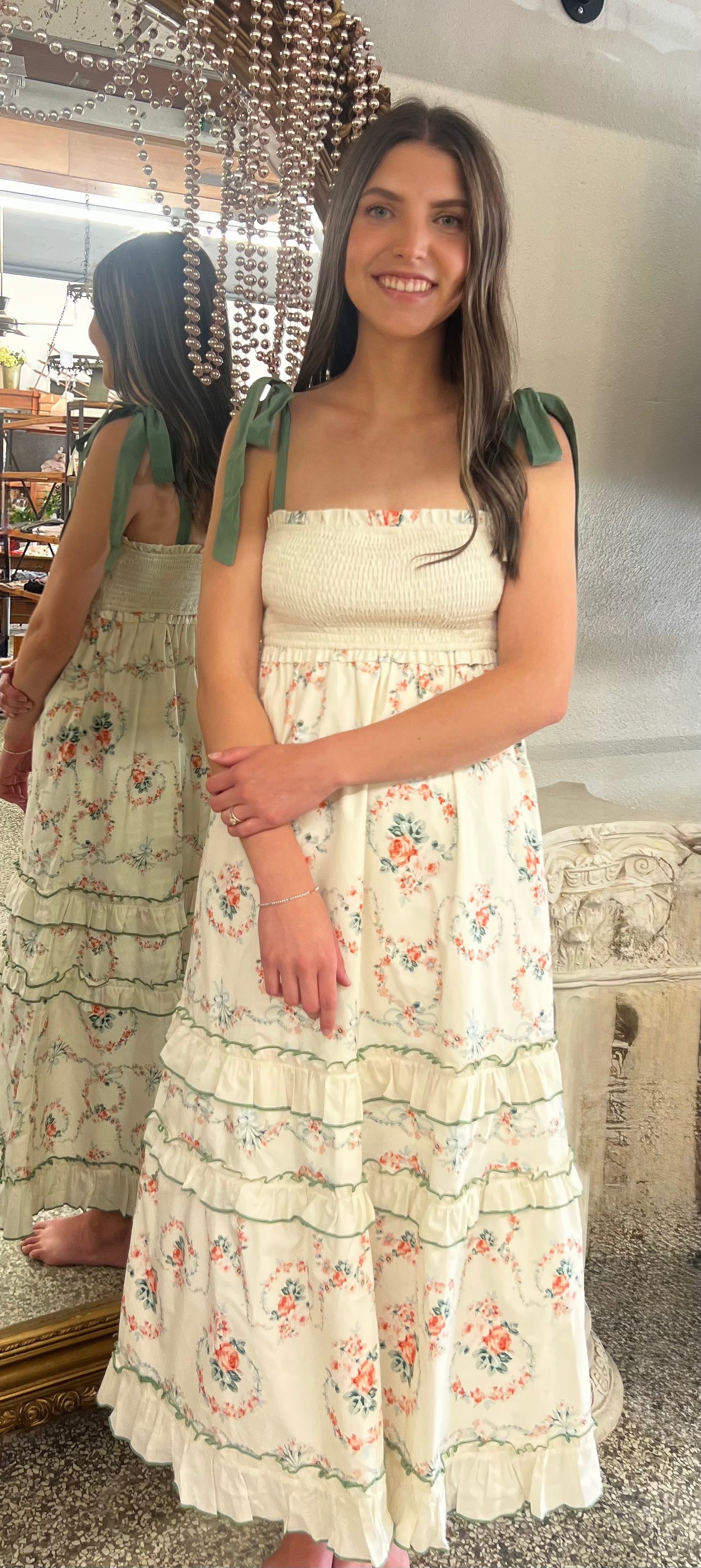 Floral Smocked Tiered Maxi Dress LD1636