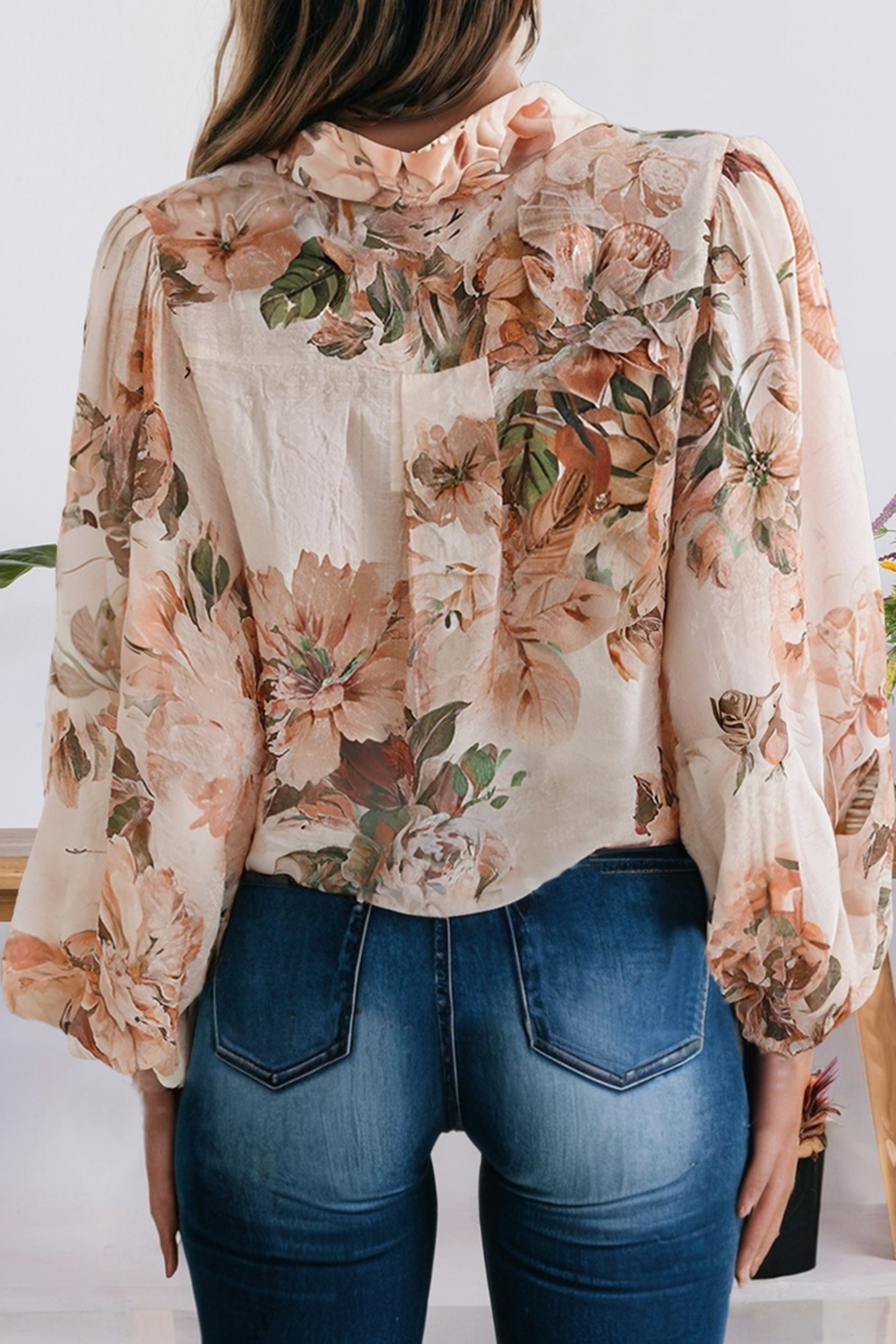 Floral Puff Sleeve Lightweight Shirt (S-XL)