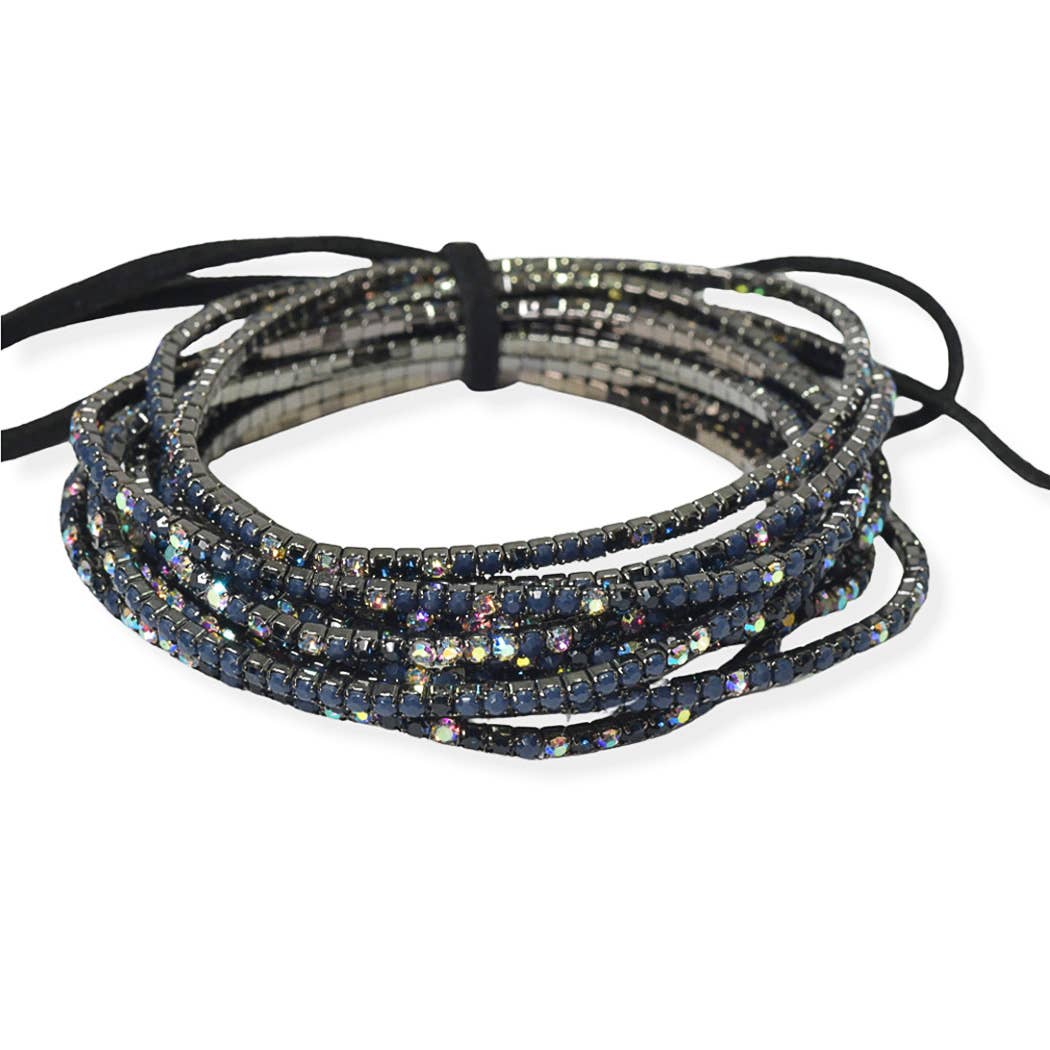 Variouse color mixtured rhinestone multi layered stretch bracelet