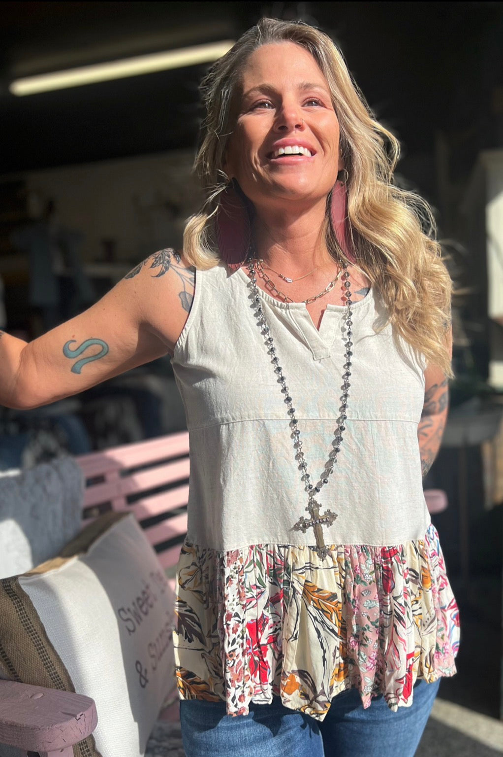 Bohemian Floral Print Peplum Tank – Sleeveless Summer Top