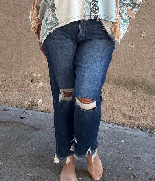 HIGH RISE CROP STRAIGHT JEANS LV1008