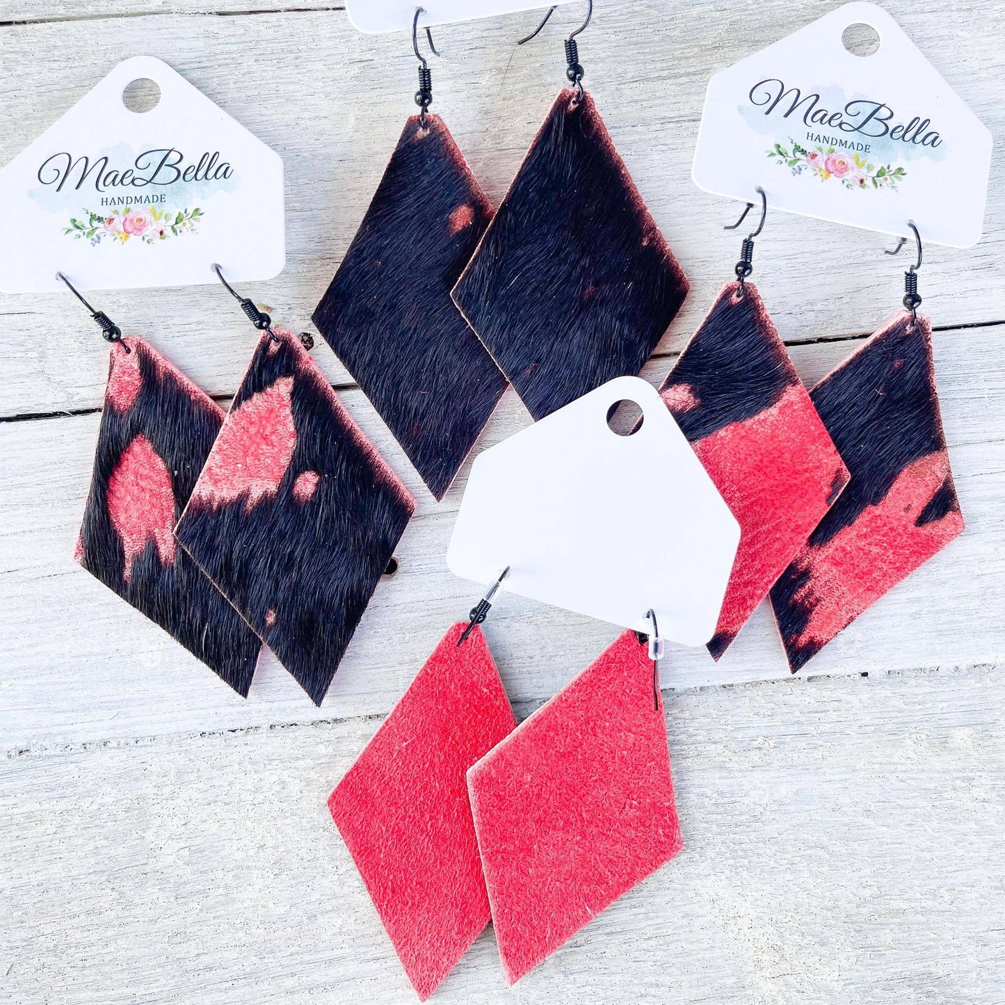 Leather Earrings Maxine Hair on Hide Red Bottom