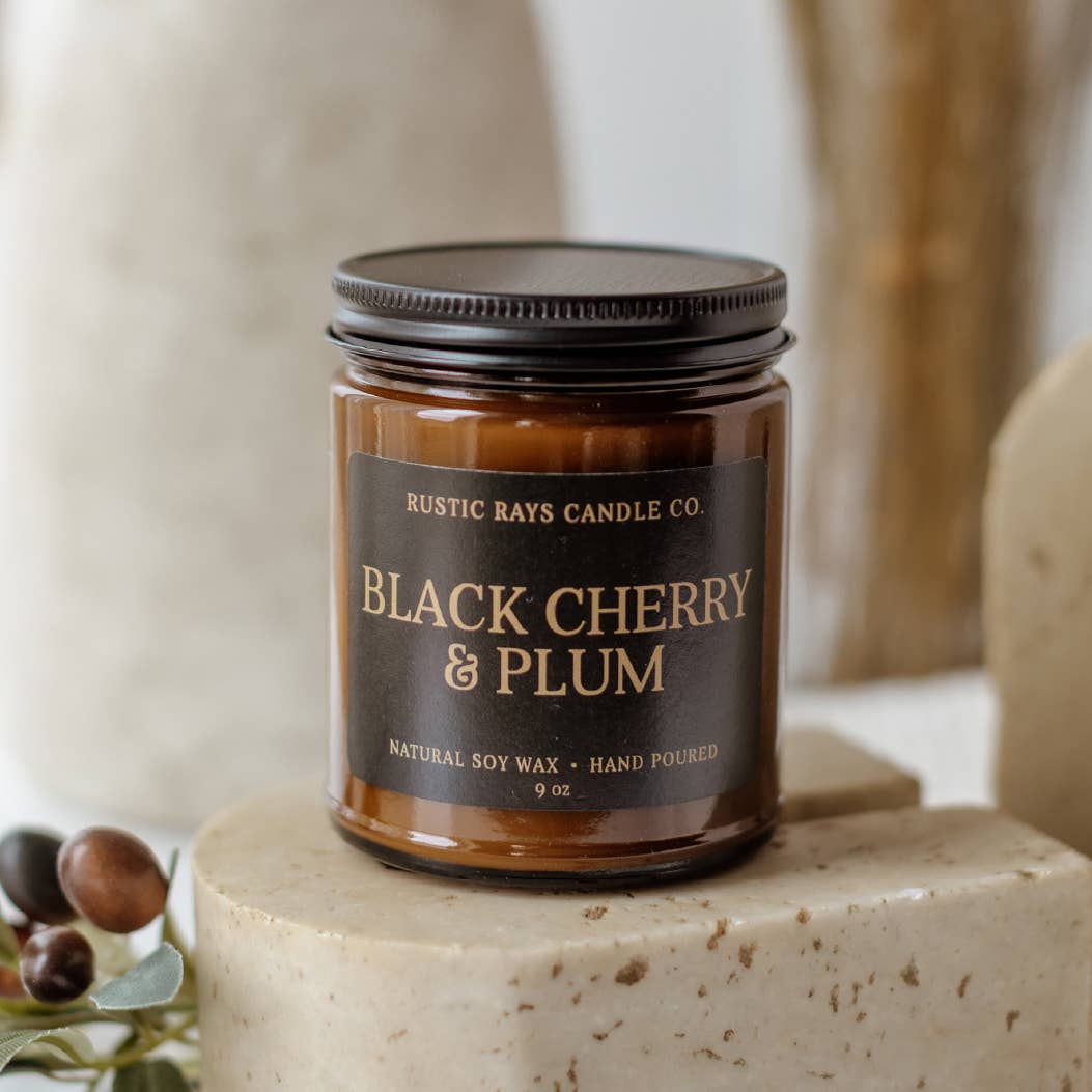 Black Cherry & Plum 9 oz Soy Candle - Home Decor & Gifts