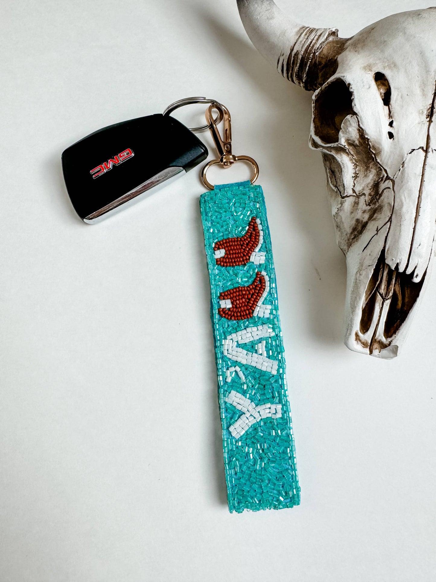 Western Sequence Beaded Keychain - Howdy - Yeehaw Y’all