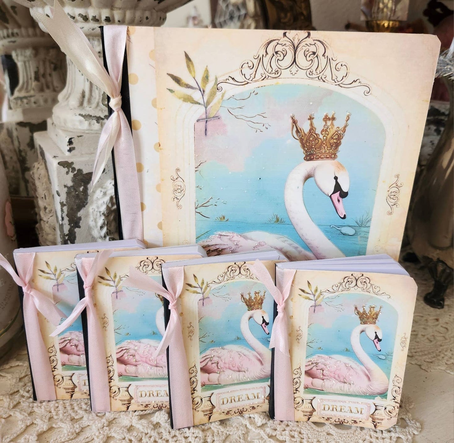 Journal Notebook Swan Dream Glittered