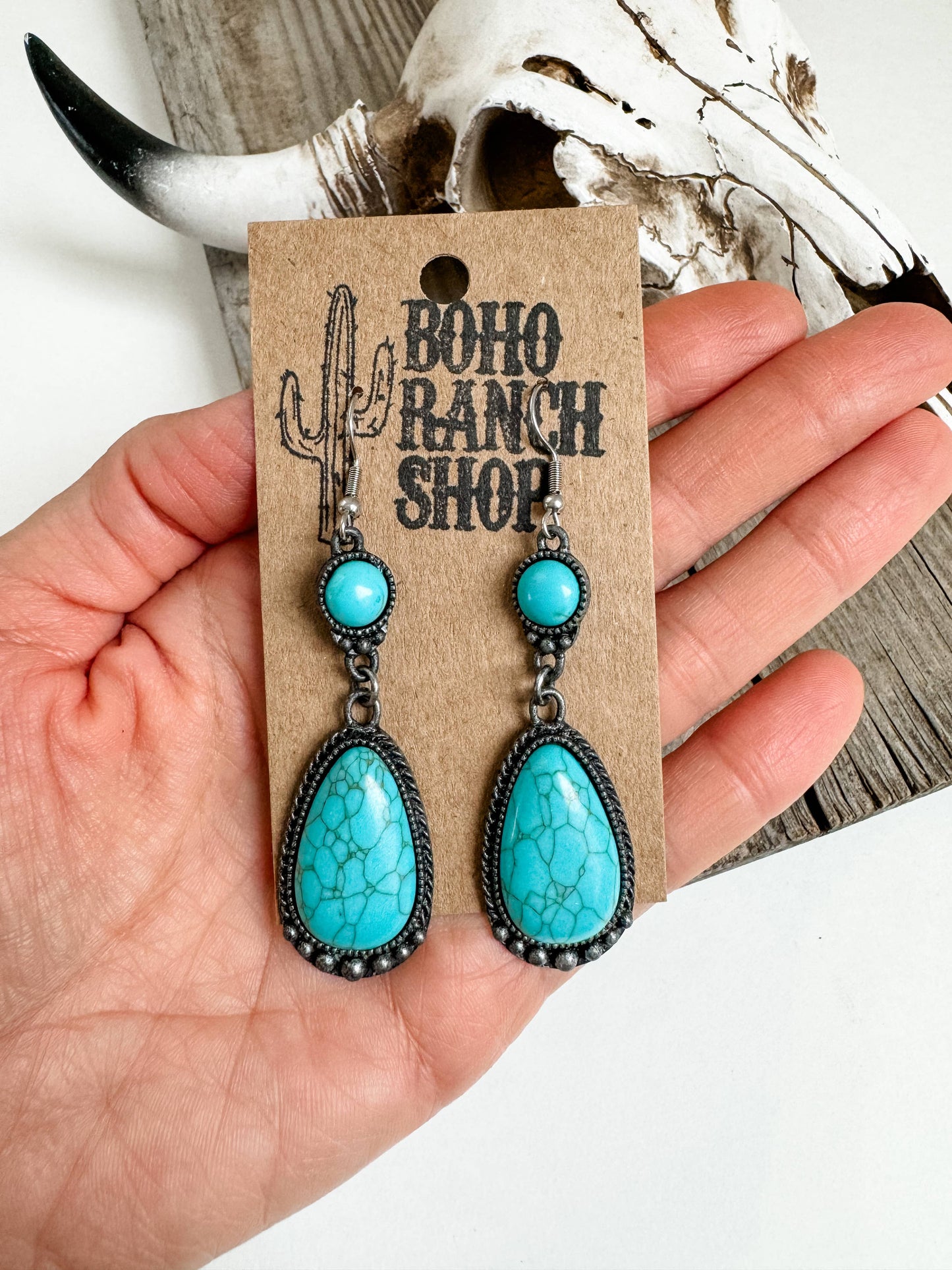 Western Dangle Turquoise Earrings